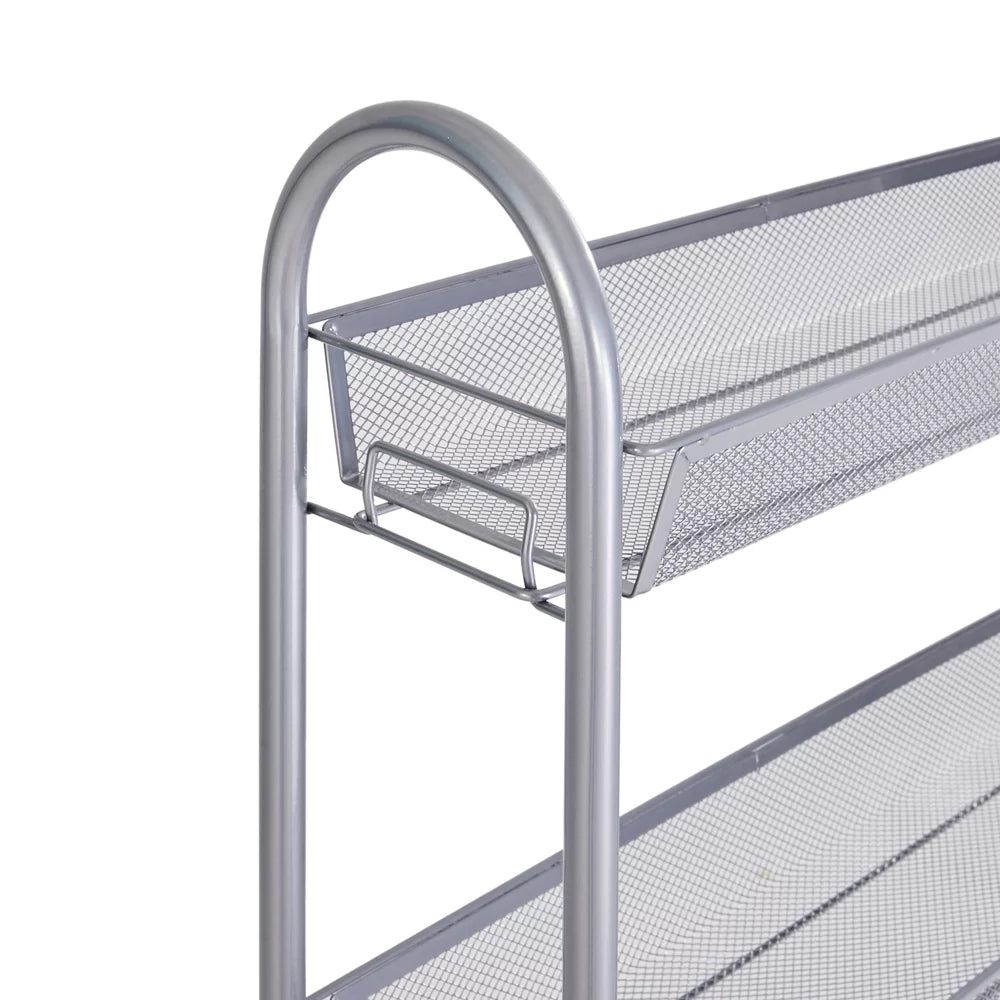 4 Tier Slim Storage Cart Mobile Shelving Unit Organizer Rolling Utility Cart Tower Rack Plastic Stainless Steel Silver N262635