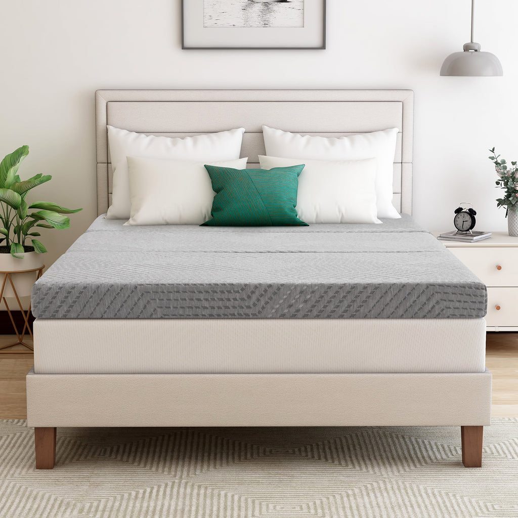 Gray Tri Fold Gel Memory Foam Mattress with Washable Cover J77316