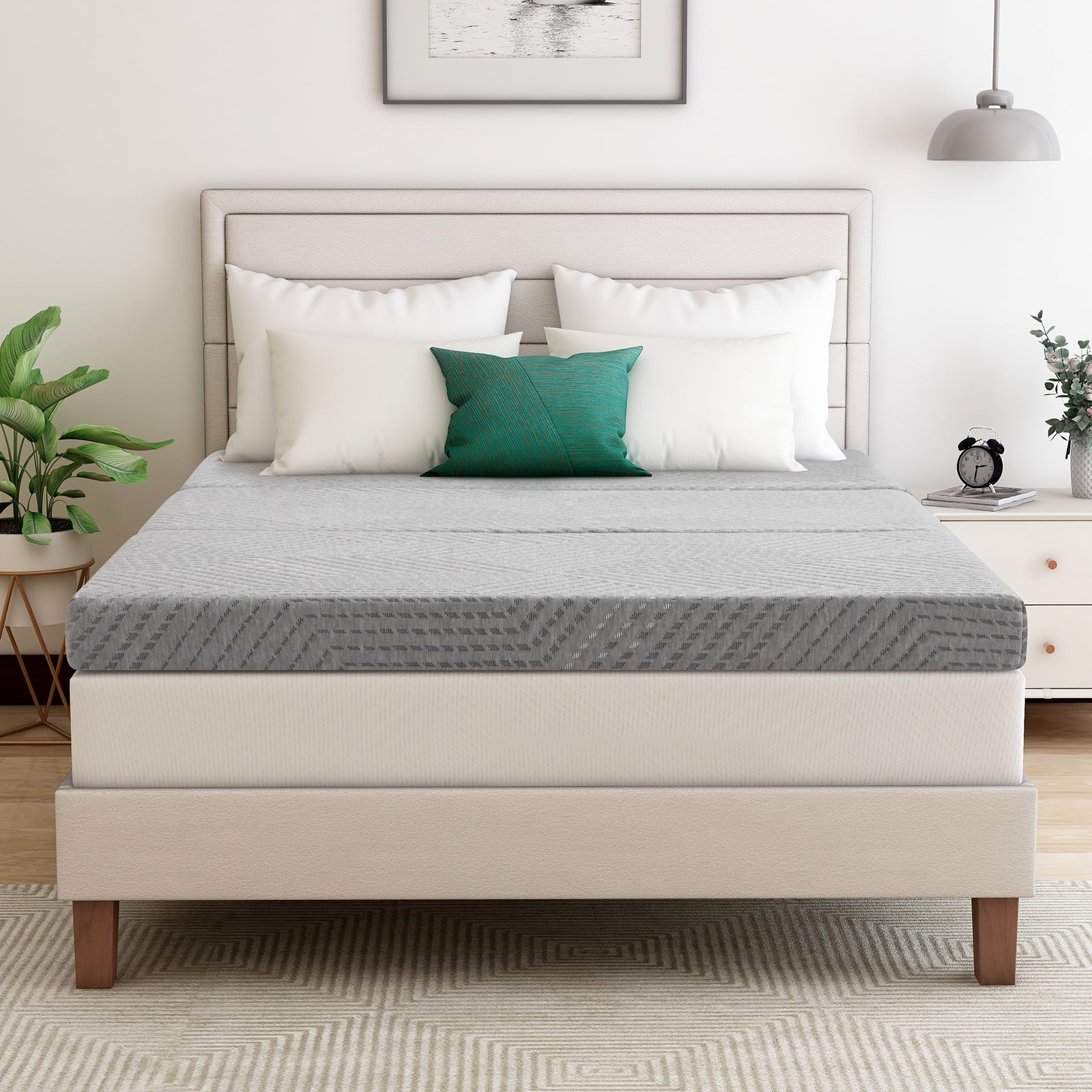 Gray Tri Fold Gel Memory Foam Mattress with Washable Cover J77316