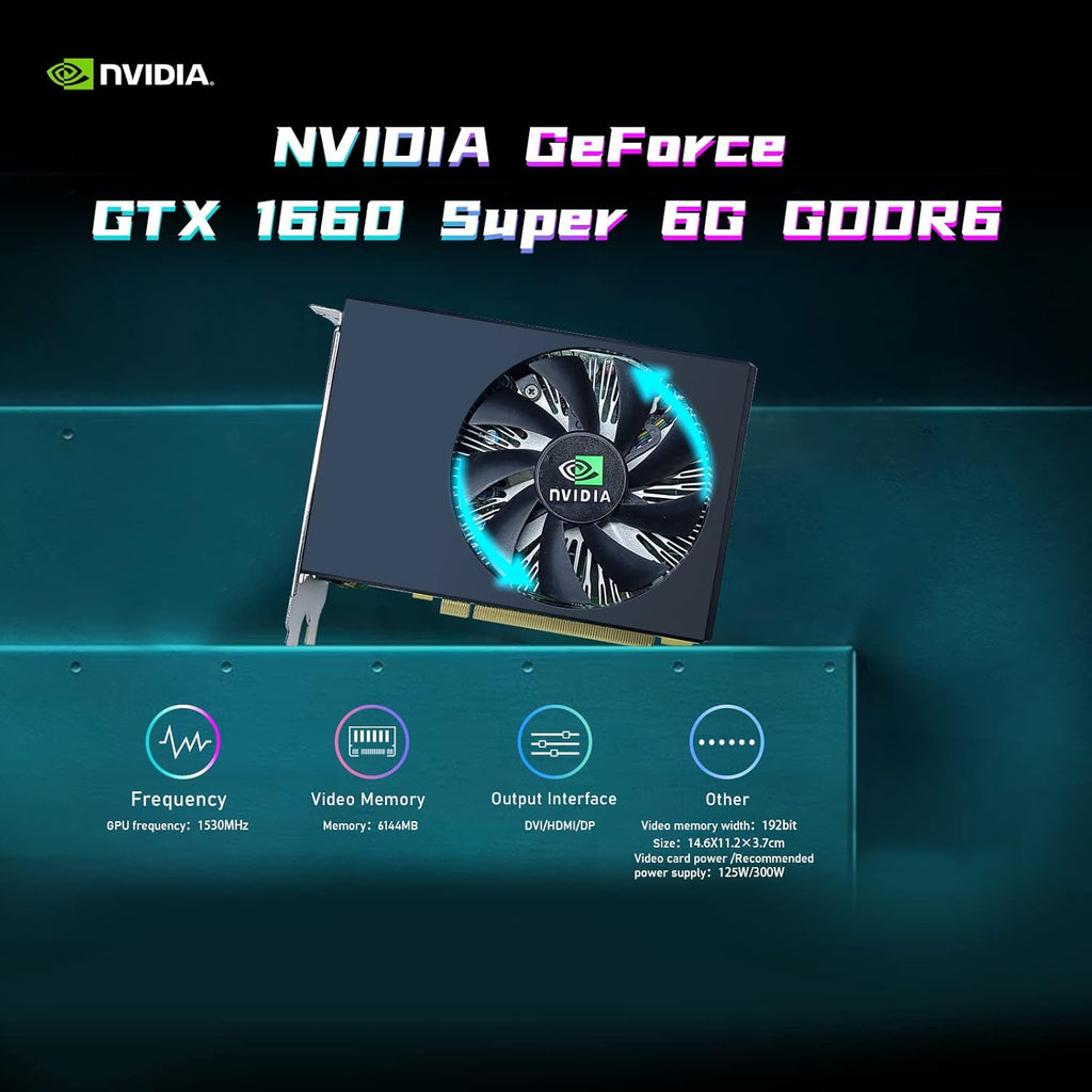 RGB Gaming PC Desktop Computer with Intel Quad I7, GeForce GTX 1660 Super 6G, 16GB Memory, 256G SSD + 3TB, WiFi & Bluetooth 5.0, Win 10 Pro S1142
