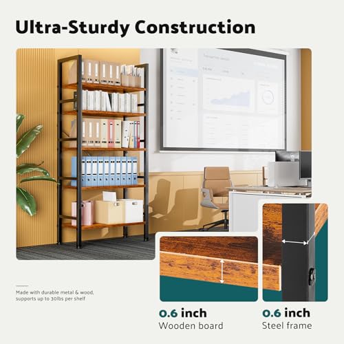 5 Tier Rustic Brown Book Shelf H3769
