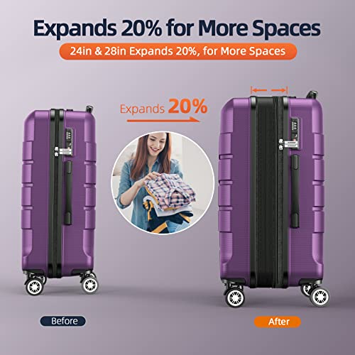 Black Expandable PC+ABS Luggage Set with TSA Lock T1727
