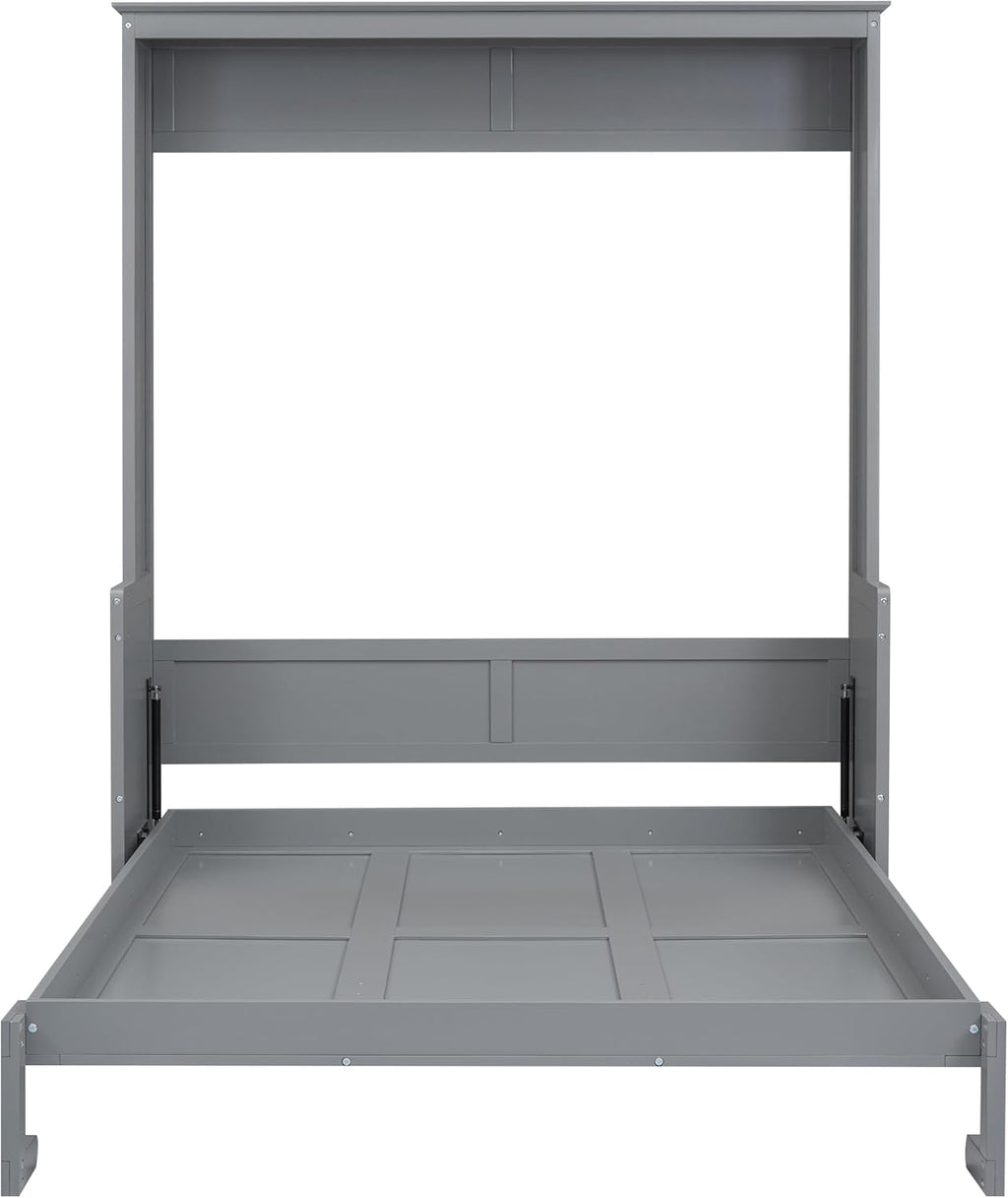 Gray Queen Murphy Bed with Shelf G5108