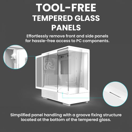White Micro ATX PC Case with Tempered Glass Panel S1045