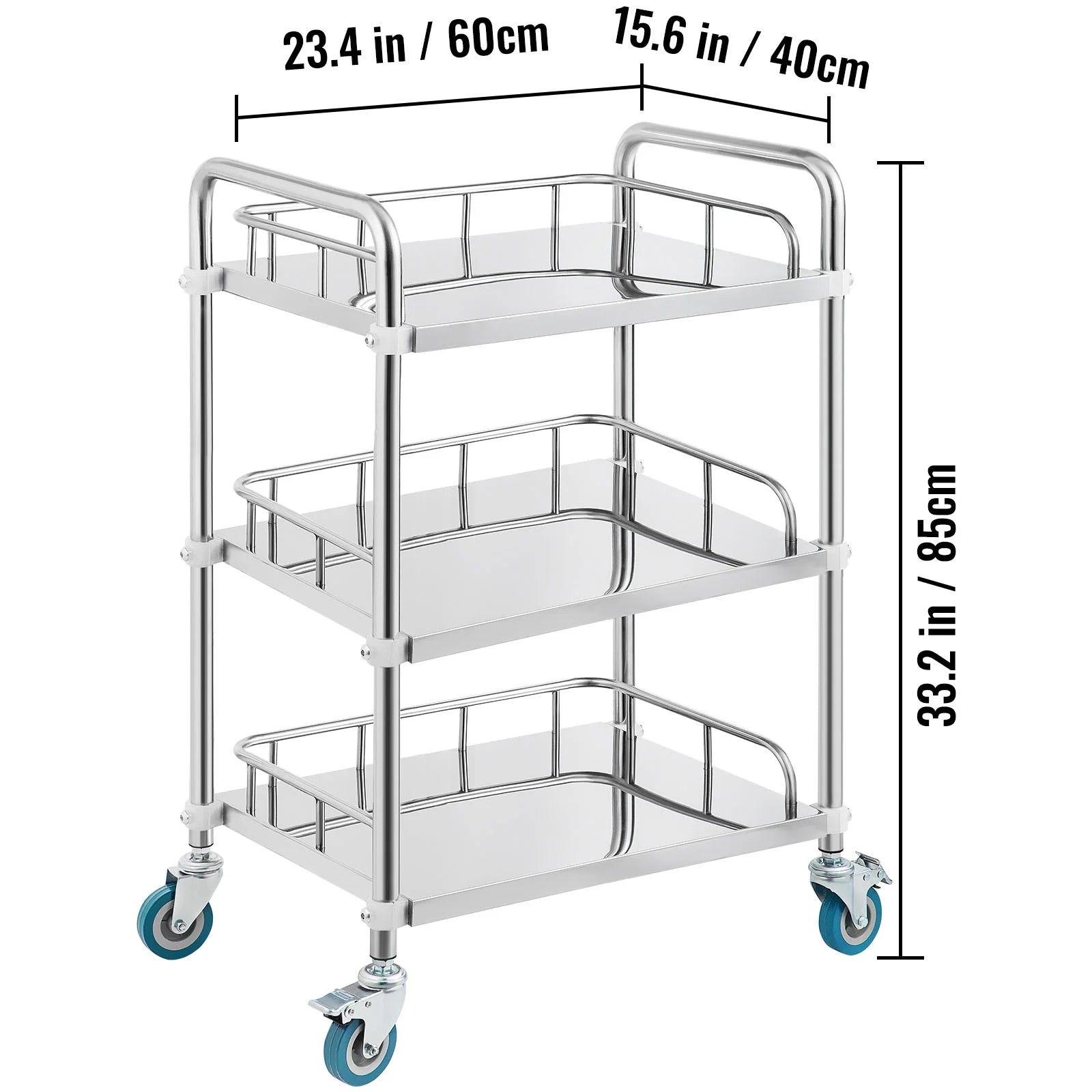 3-Layer Stainless Steel Lab Medical Equipment Cart B6245
