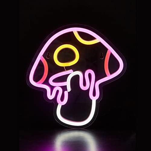LED Neon Mushroom Cute Neon Sign USB Powered Night Light 3D Wall Art Decor Lamp P875