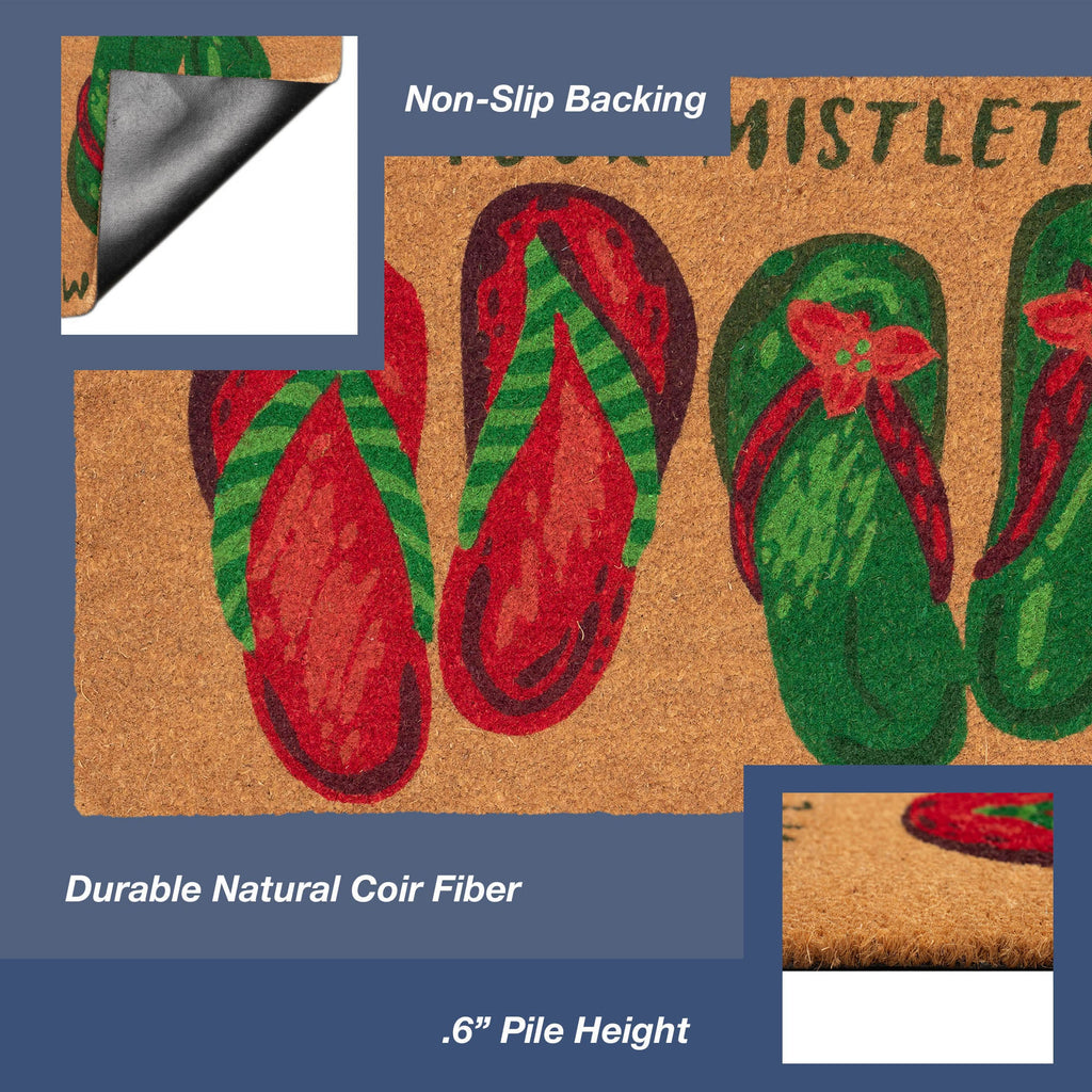 Natura Wipe Your Mistletoes Coir Doormat with Non-Slip Backing