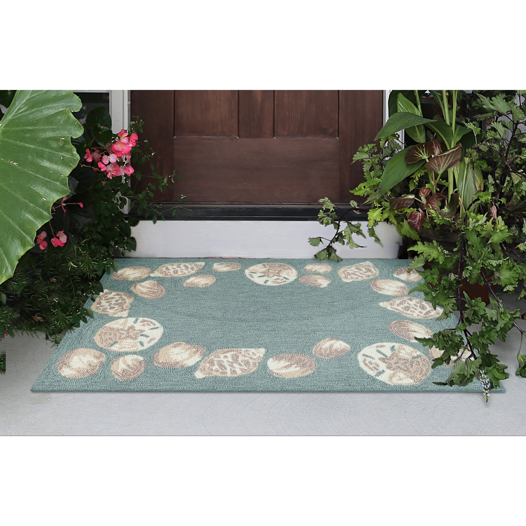 Capri Seashell Border Indoor Outdoor Area Rug