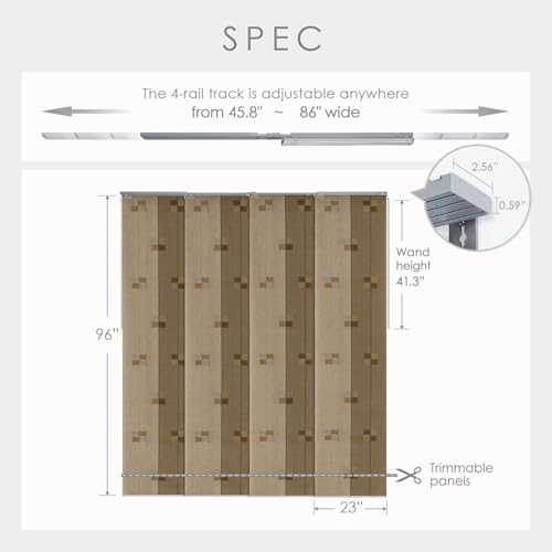 Adjustable Sliding Track Vertical Blinds 45.8"-86" W x 96" H Woven Fabric Panel Shades L745