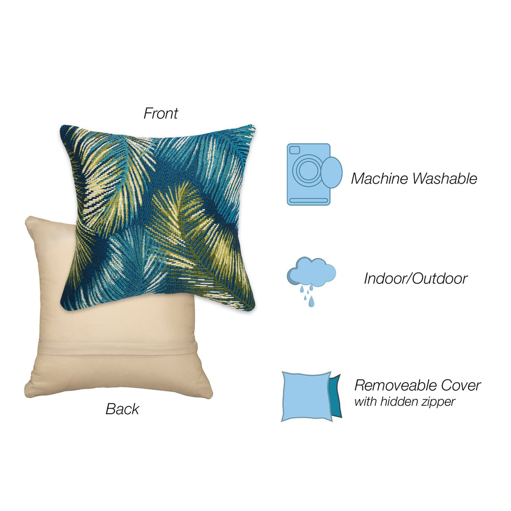 Marina Palm Border Indoor Outdoor Throw Pillow