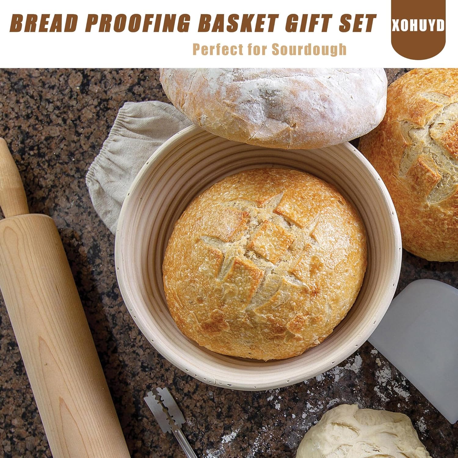 9 Inch Round & 10 Oval Rattan Bread Proofing Baskets Set N670