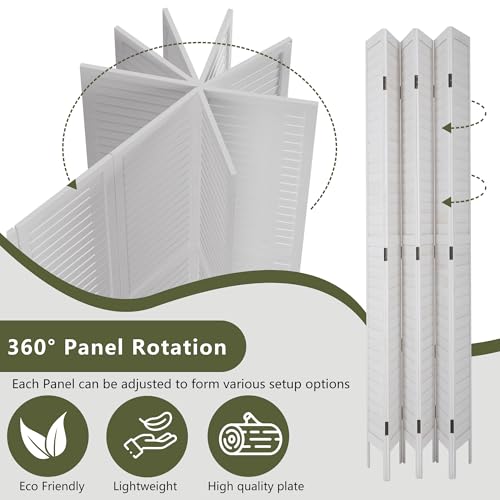 White 6 Panel Wood Room Divider G8406