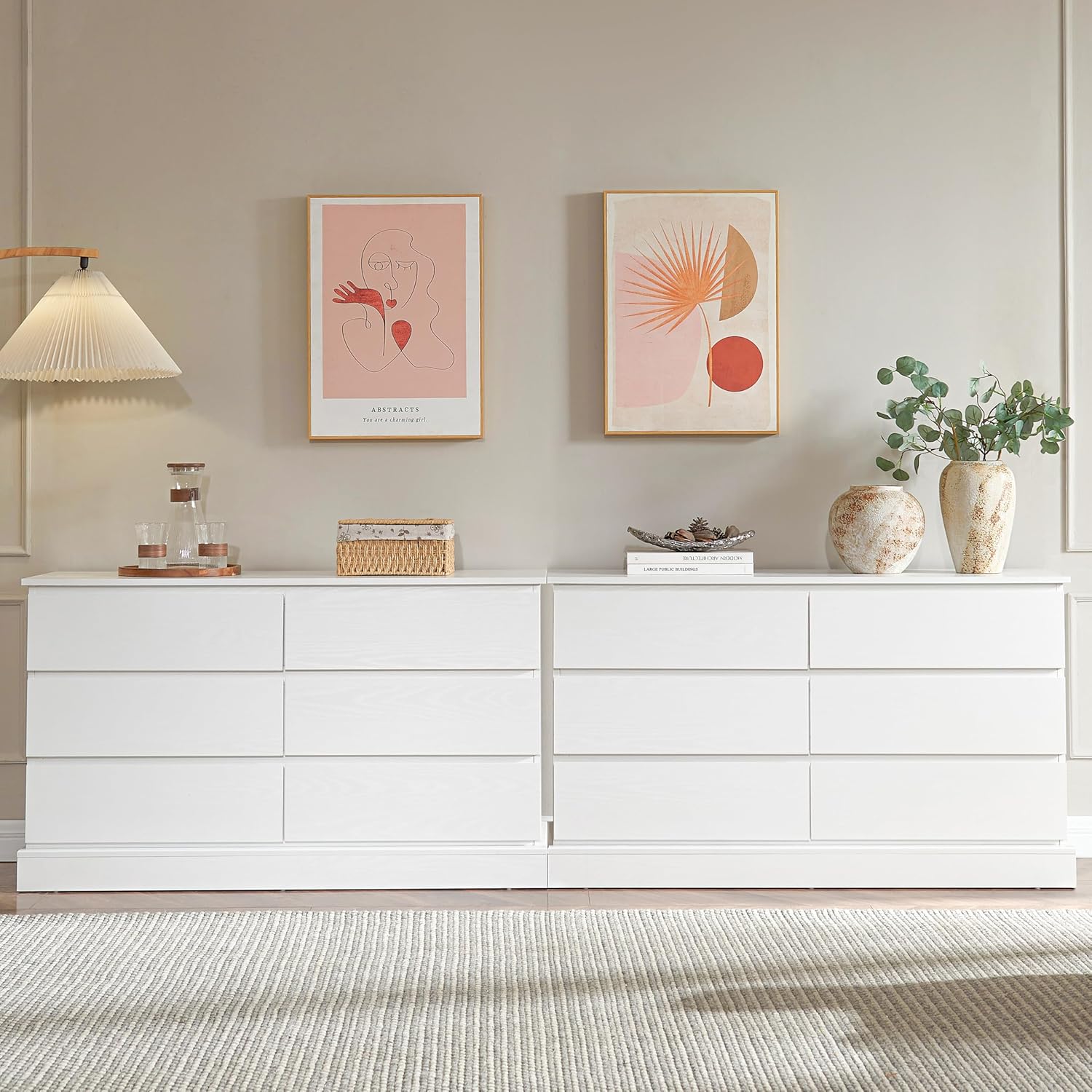 White 6 Drawer Wood Dresser P9548
