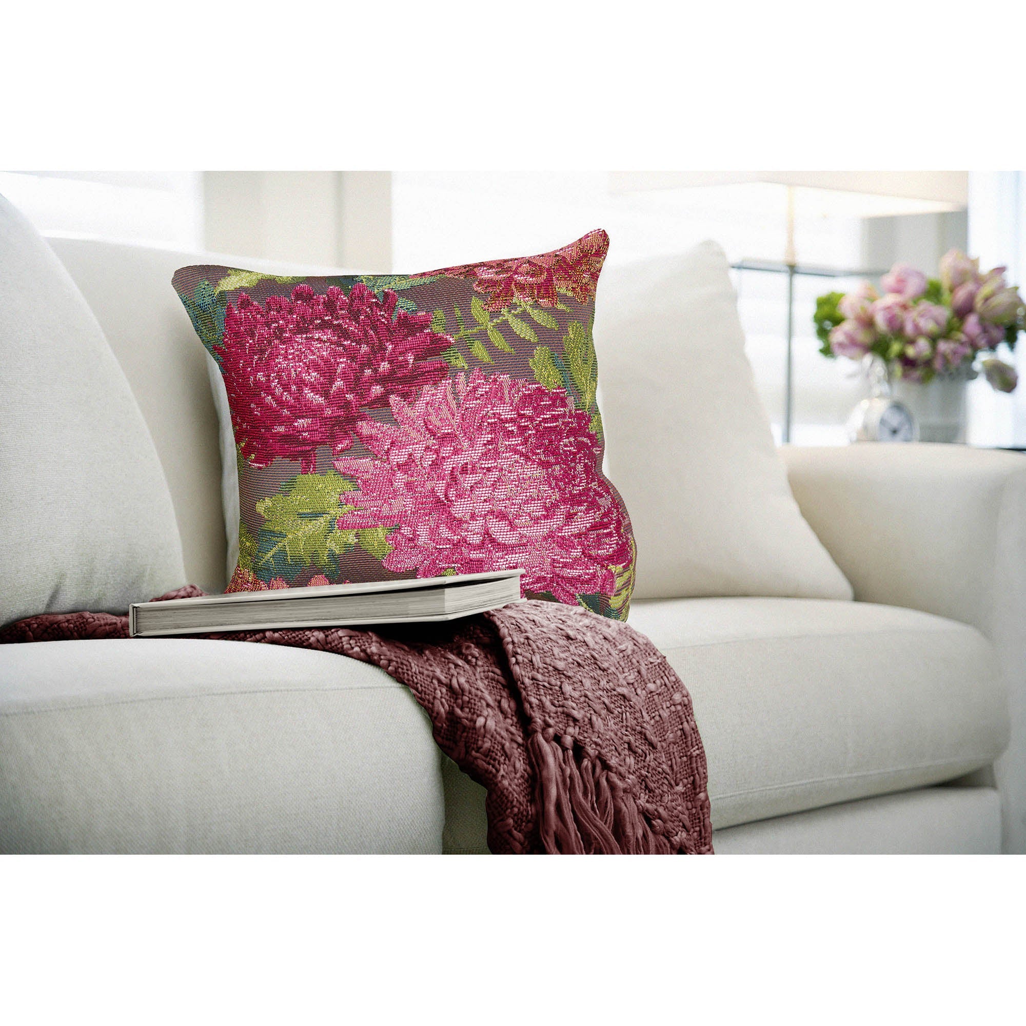 Marina Mums Indoor Outdoor Throw Pillow
