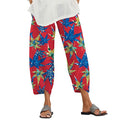 Women Capri Pants Straight Leg Baggy Palazzo Cropped Pants Elastic Waist N683312