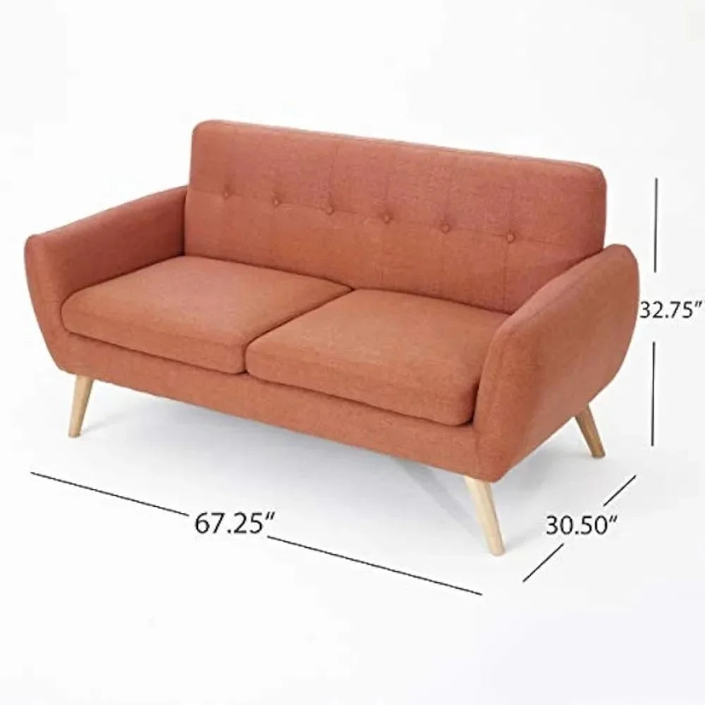 Burnt Orange Fabric Petite Sofa S715