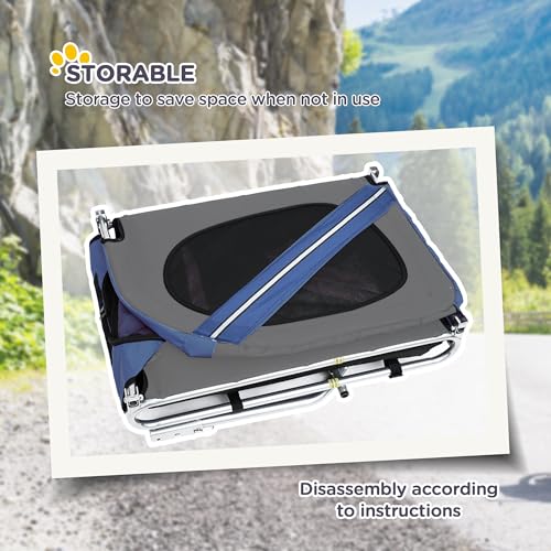 Dog Bike Trailer Pet Cart Bicycle Wagon Cargo Carrier with 3 Entrances Large Wheels Mesh Screen N715009