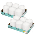 12 White Pillar Candles 3x4 Inches Candle Set Unscented Dripless W8379