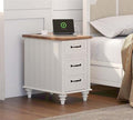 White/Oak 2 Pack End Table with Charging Station and Drawer B14623