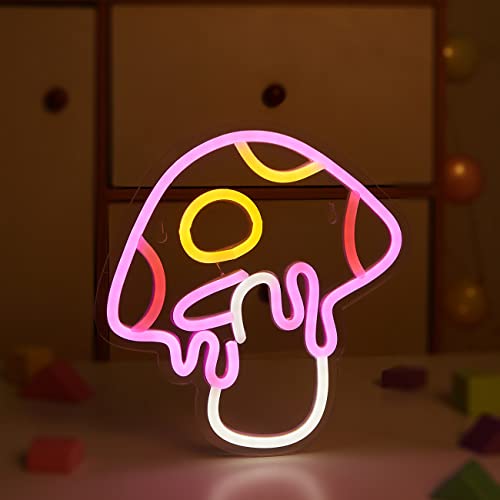 LED Neon Mushroom Cute Neon Sign USB Powered Night Light 3D Wall Art Decor Lamp P875