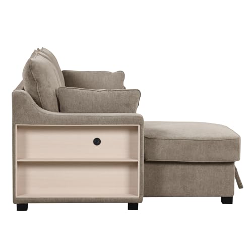 90" L-Shaped Sleeper Sofa with Storage Chaise W7841