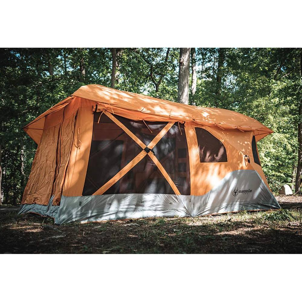 Orange 8 Person Pop Up Camping Hub Tent with Screen Room R291383
