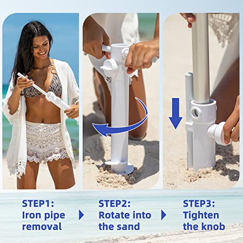 7.5ft Heavy Duty HIGH Wind Beach Umbrella with Sand Anchor & Tilt UV 50+ Protection Outdoor Umbrellas Sunshade with Carry Bag V602