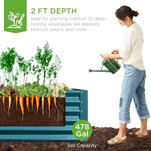 Gray 8x4x2ft Outdoor Metal Raised Garden Bed H62011