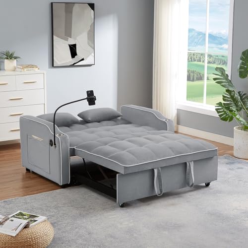 3-in-1 Velvet Convertible Sleeper Sofa Bed E85983
