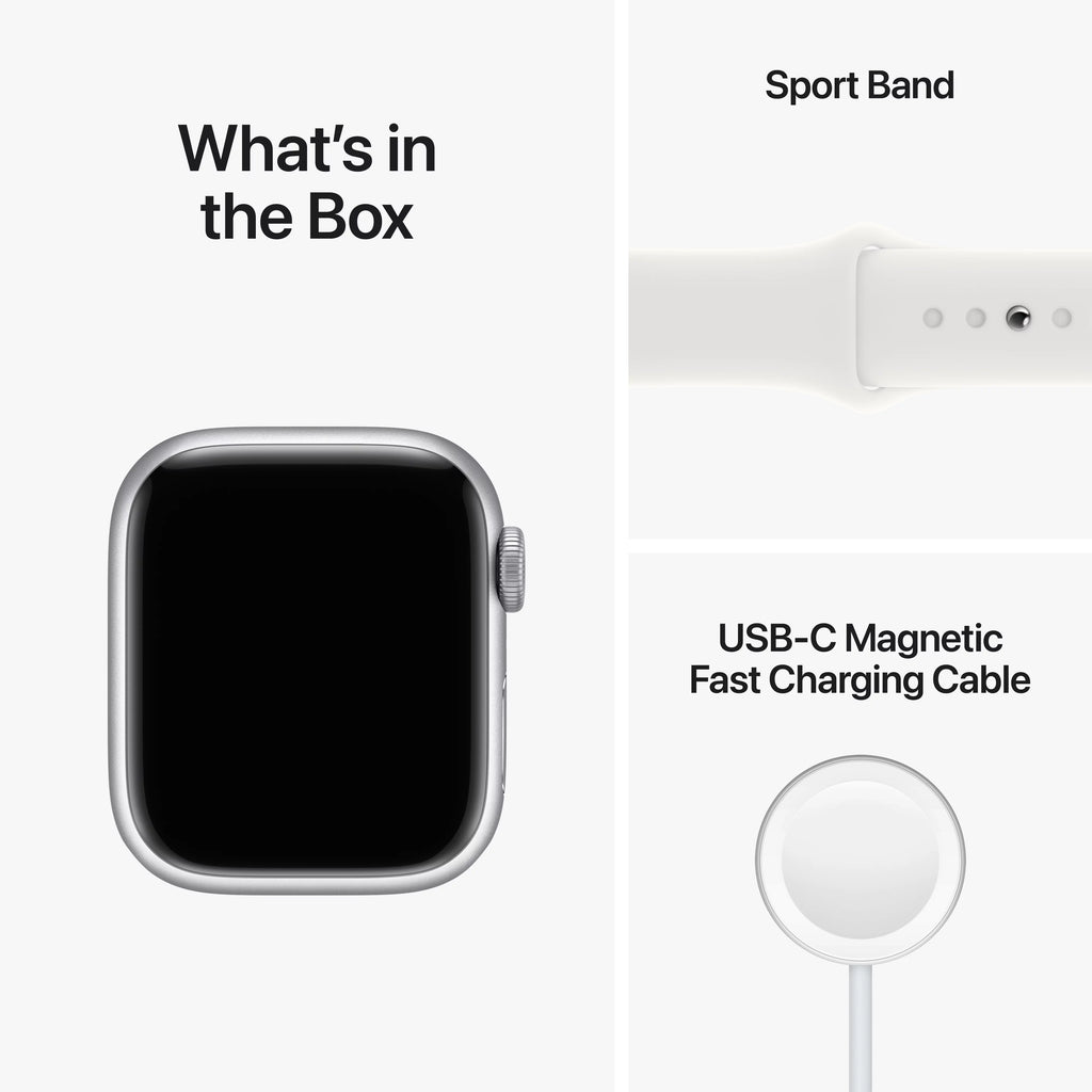Silver Aluminum 41mm Apple Watch with White Sport Band P592