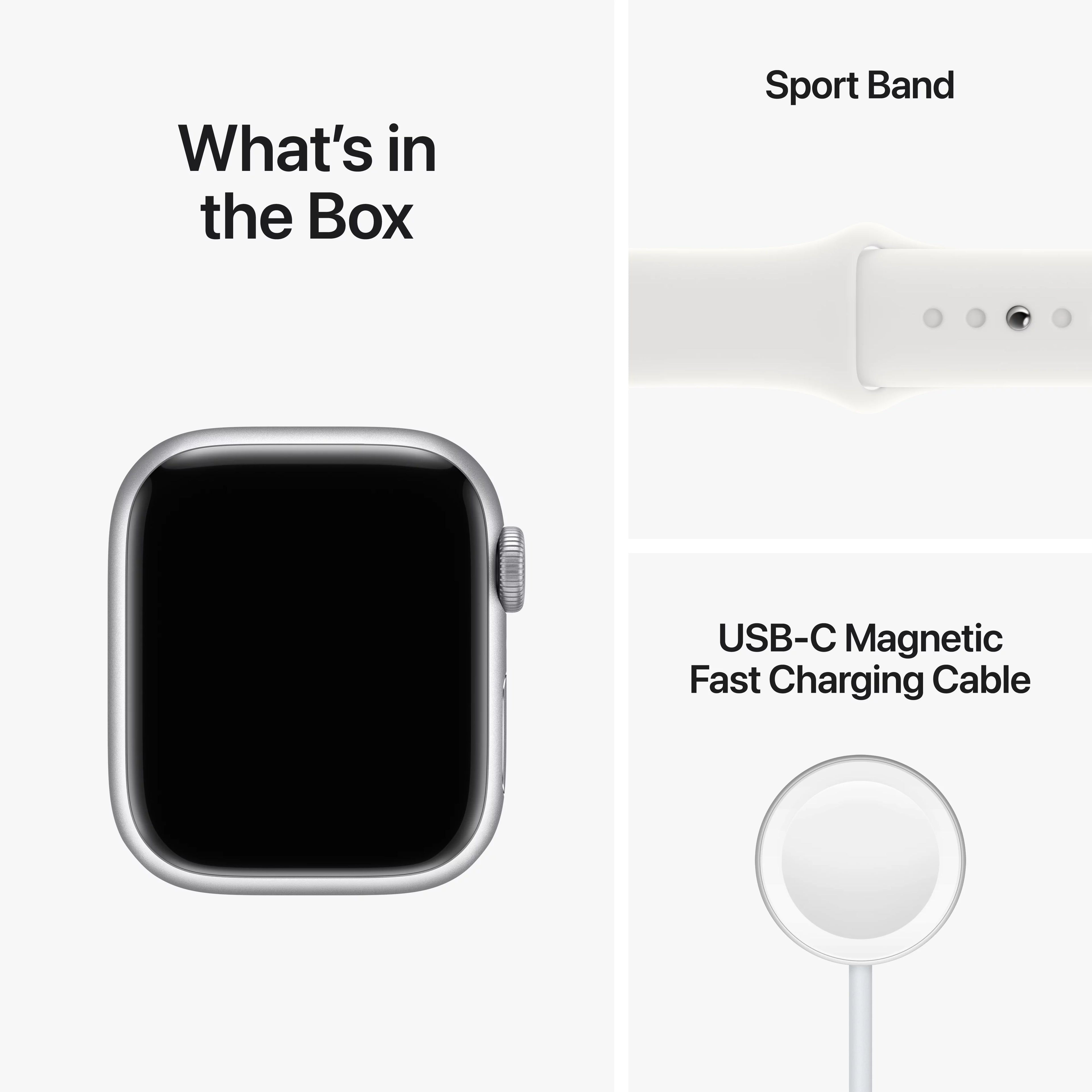 Silver Aluminum 41mm Apple Watch with White Sport Band P592