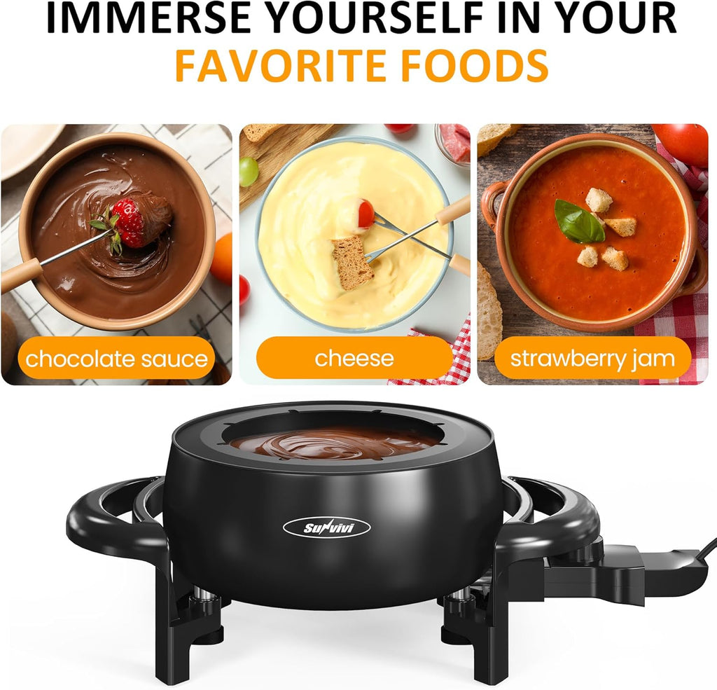 3 Quart Electric Non-Stick Fondue Pot Set with 8 Forks P407740