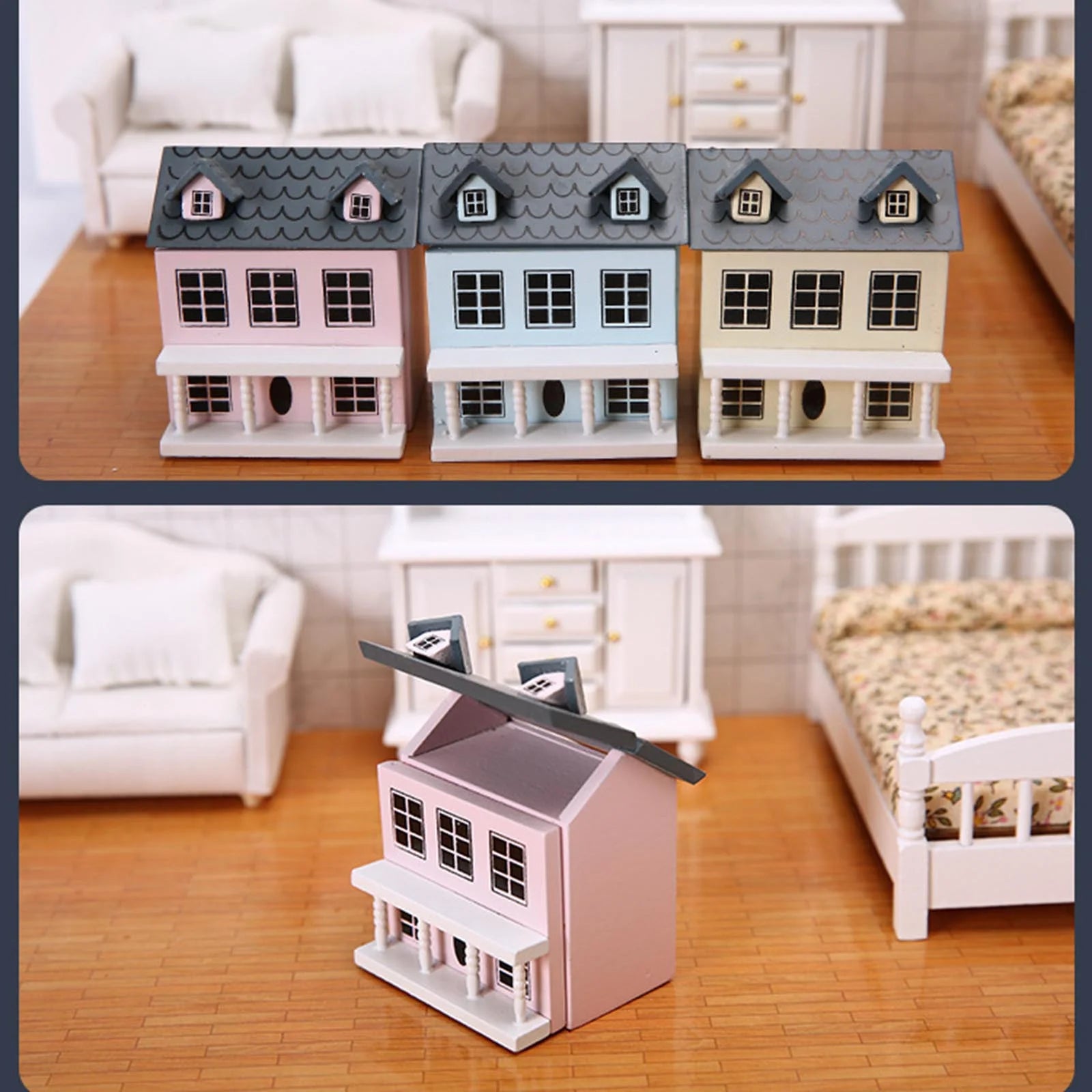 Miniature Villa Dollhouse with Kitchen Furniture Toy L15236
