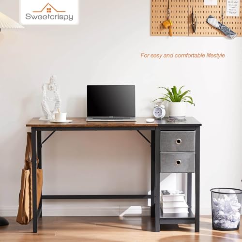Modern Minimalist Writing Desk with 2 Drawers Storage Particle Board (40in) W11430