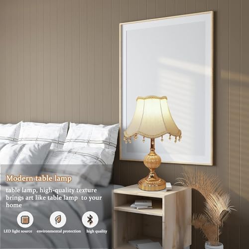 Classical Table Lamp with Fabric Drum Shade and Gold Base P3654