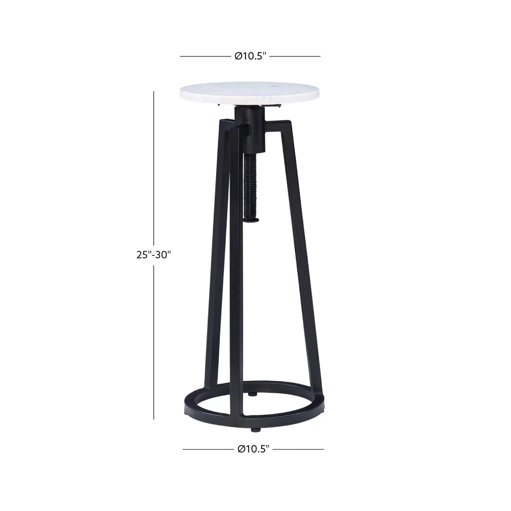 Black/White Marble Round Adjustable Height Drink Table J67196