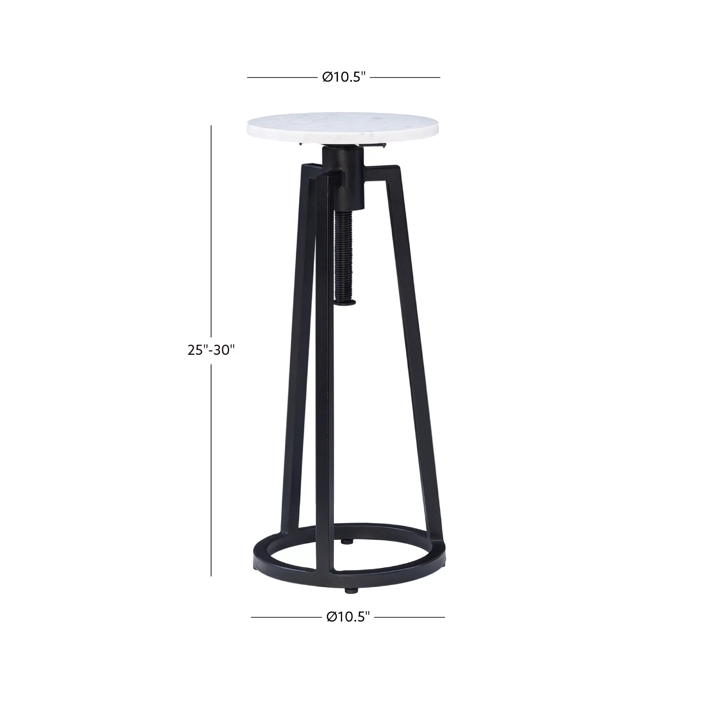 Black/White Marble Round Adjustable Height Drink Table J67196