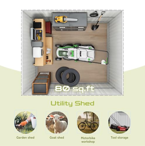 Grey Metal Outdoor Storage Shed H538380