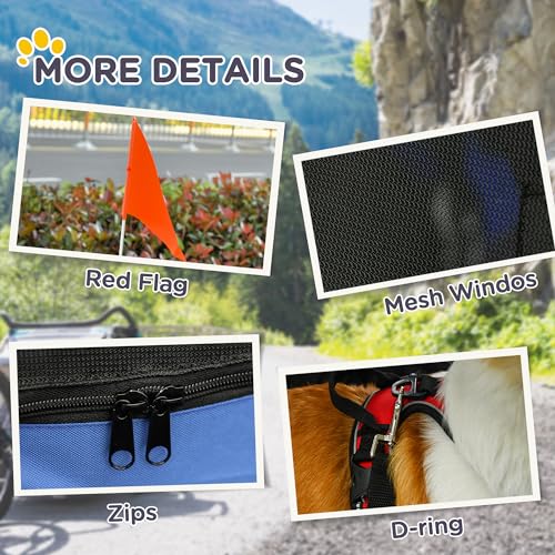 Dog Bike Trailer Pet Cart Bicycle Wagon Cargo Carrier with 3 Entrances Large Wheels Mesh Screen N715009