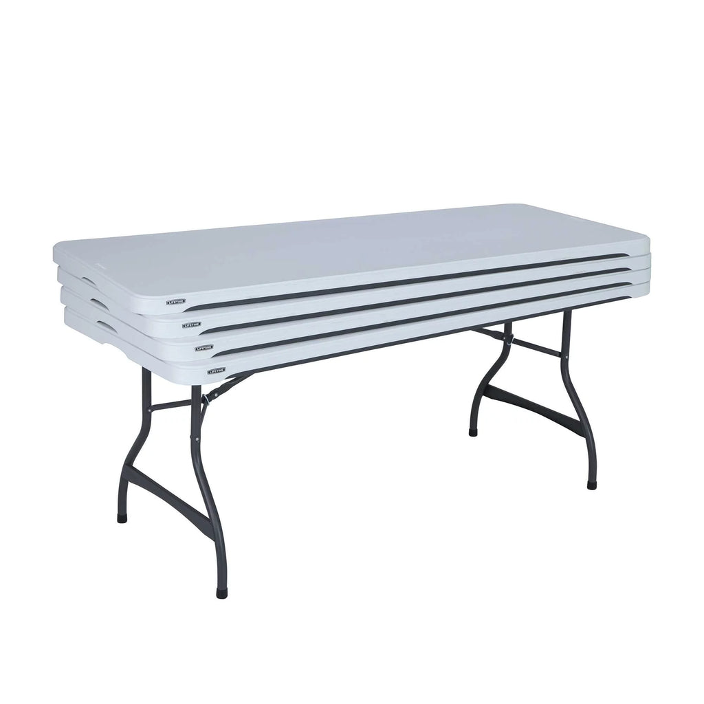White Granite Set of 4 Rectangle Folding Table E167