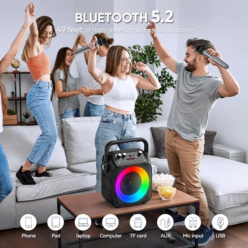 Portable Bluetooth Karaoke Machine with 2 Wireless Microphones S11638