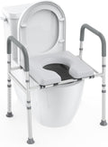 Raised Toilet Seat with Handles, Heavy Duty 400lb Adjustable Toilet Seat with Safety Frame E8759