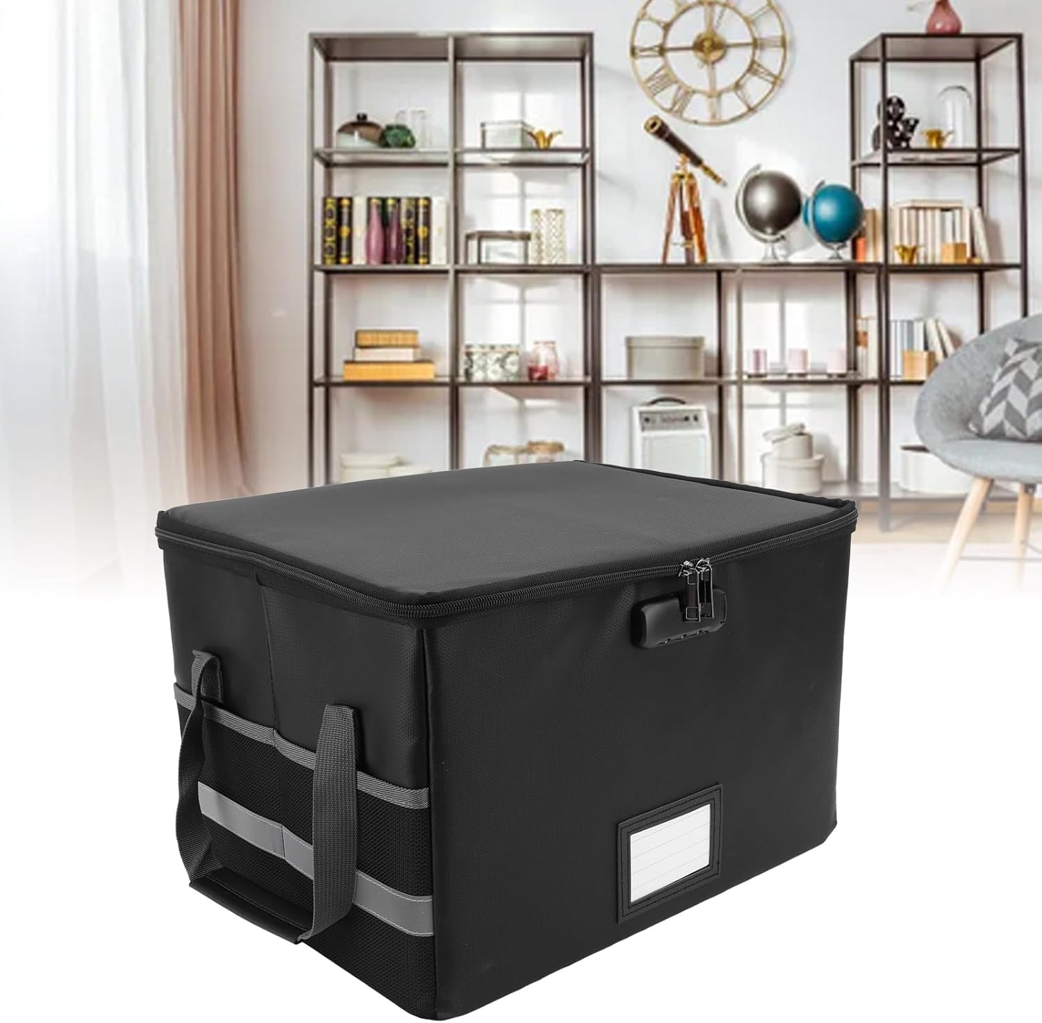 Fireproof Document Box with Lock, 15.6 x 12.2 x 10 Inches C45495