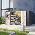 10X8 FT Metal Outdoor Storage Shed with Floor and Lockable Doors, Black Q115970