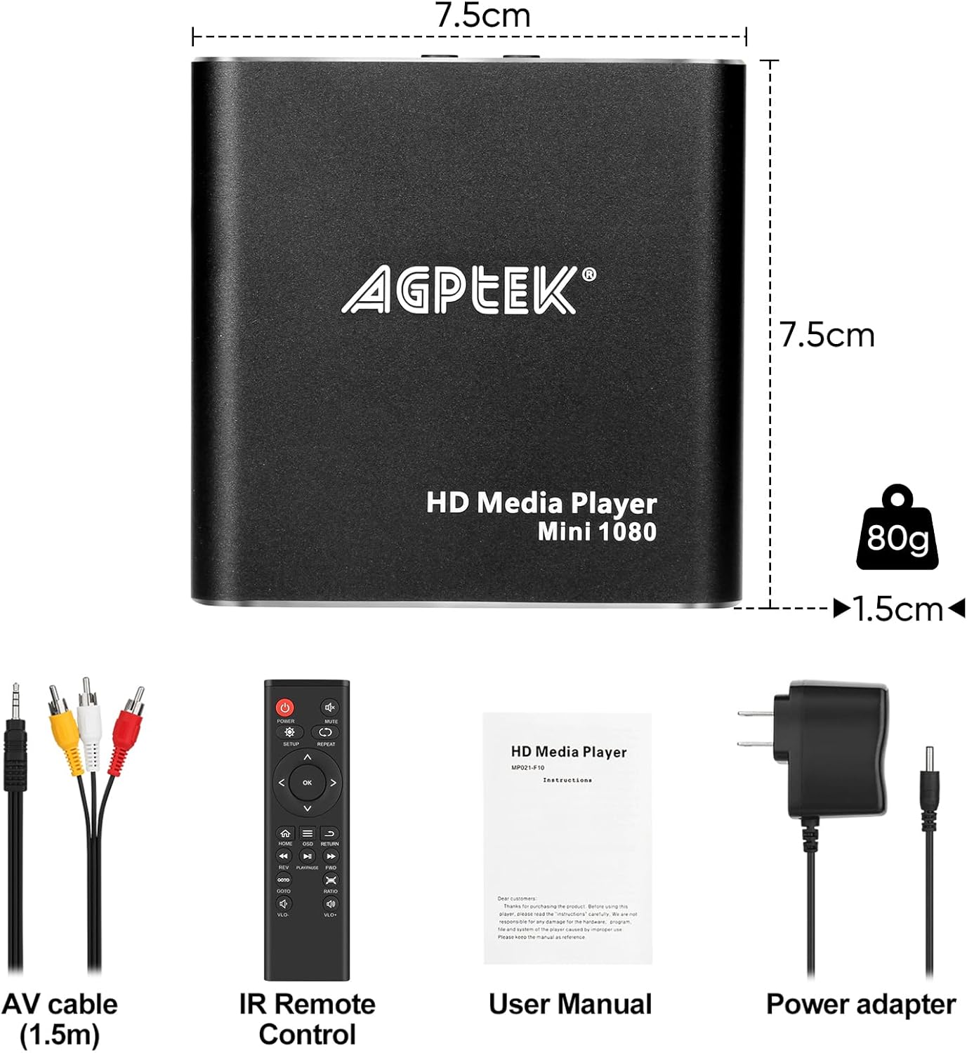 Black Mini 1080p Full-HD HDMI Digital Media Player Z3091