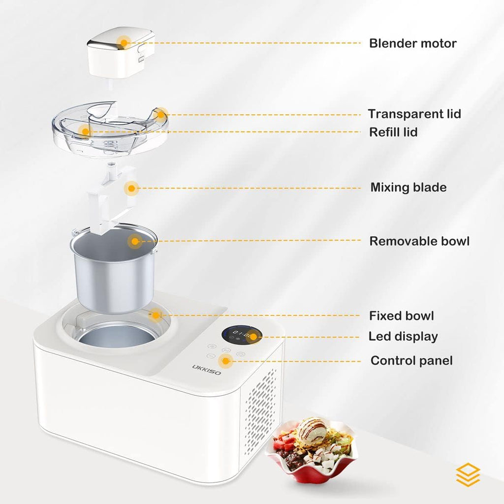1.2L Automatic Ice Cream Maker Machine with LCD Display and Compressor P5408