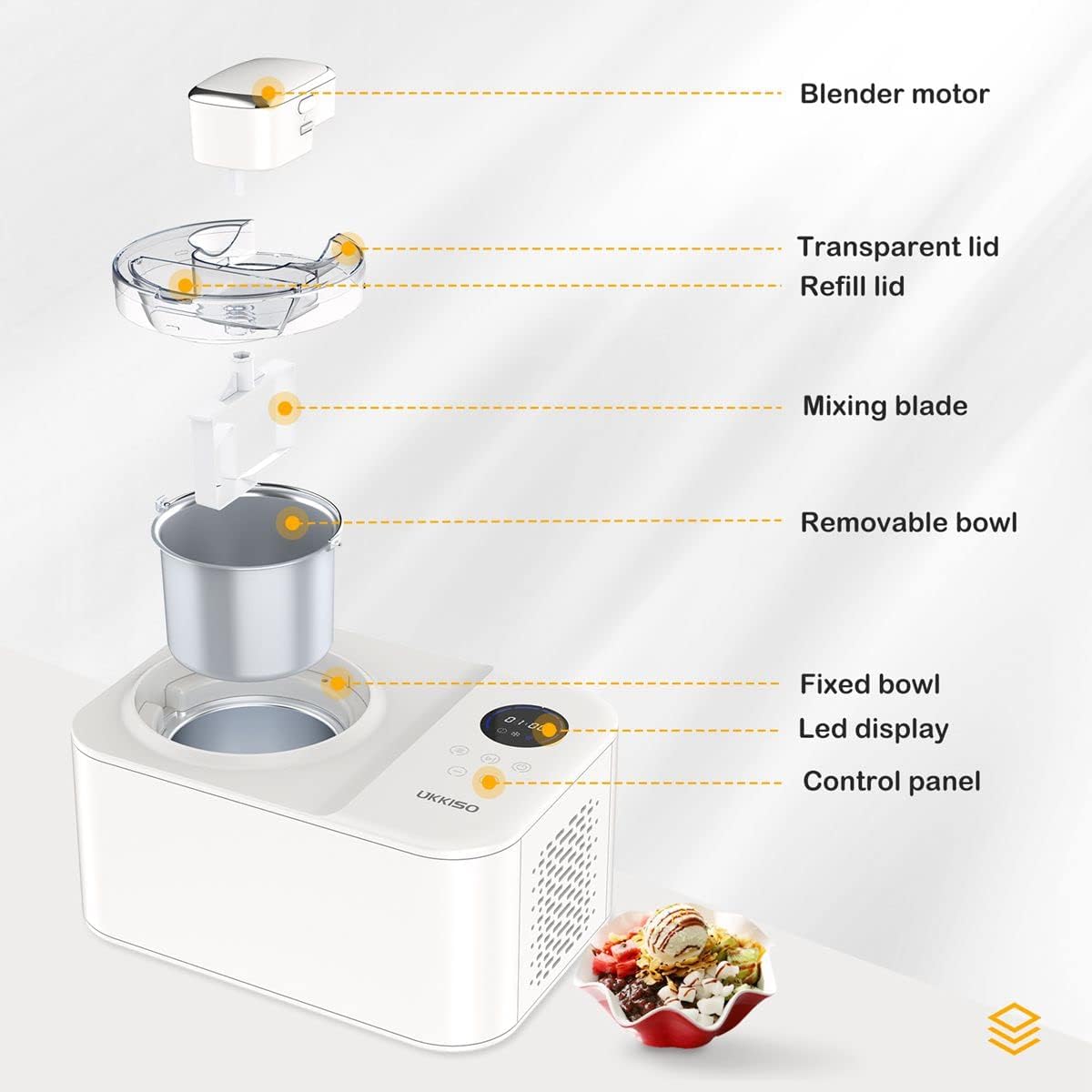 1.2L Automatic Ice Cream Maker Machine with LCD Display and Compressor P5408