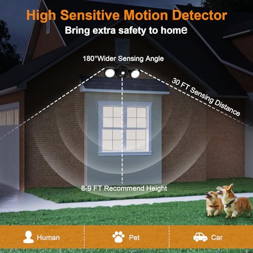 White Battery-Operated Motion Sensor LED Flood Light, 5500K Daylight, IP65 Waterproof B939