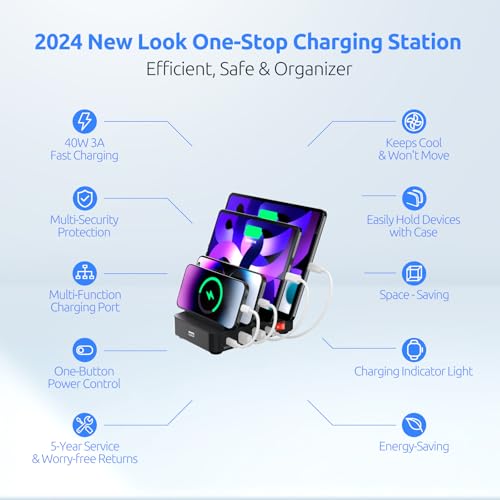 Black 4-Port Charging Station F703