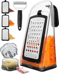 Stainless Steel Box Grater with Garlic Crusher and Handle M555